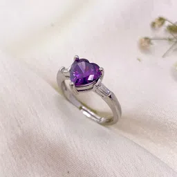 ISHKAARA Rhodium-Plated Heart Crystal Finger Ring image 3