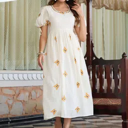 Vbuyz Butterfly Embroidered Cotton Fit and Flare Midi Dress-picture-27