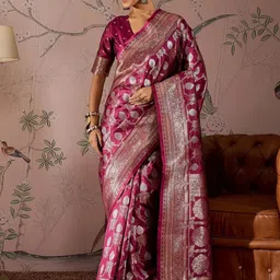 Sangria Woven Design Banarasi Saree With Blouse Piece-picture-33