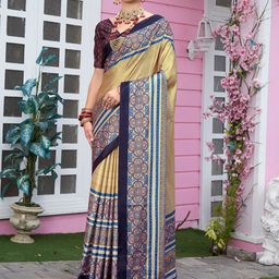 anouk rustic Anouk Cream-Coloured Ethnic Motifs Printed Saree-picture-25