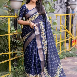 Mitera Ethnic Motifs Zari Saree image 1