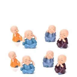 Navyaksh Beige and Blue 4 PiecesMonk Buddha Figurines Showpiece-picture-26