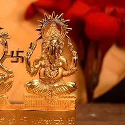 Navyaksh Gold Toned Laxmi Ganesh Brass Showpiece-picture-26