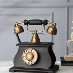 EXIM DECOR Black & Gold-Toned Vintage Style Telephone Showpiece-image-57