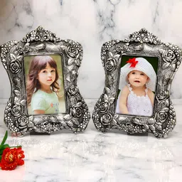 HANDICRAFTS PARADISE Silver-Toned 2 Pieces Metal Victorian Style Photo Frames-image-64
