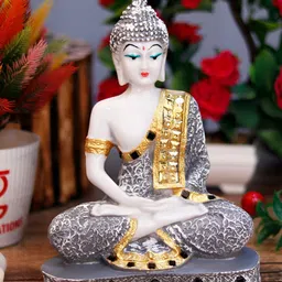 GW CREATIONS Grey Buddha Idol Showpiece-picture-14