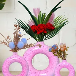 GW CREATIONS 3 Pot Round Pink Figurine Showpiece-picture-37