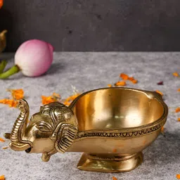The Advitya Elephant Big Diya Brass Idol Showpiece-image-77