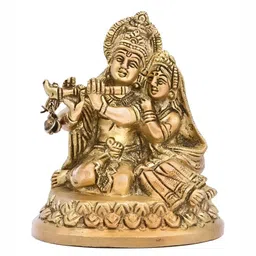 The Advitya Gold Toned Brass Radha Krishna Sitting Idol Showpiece-image-97