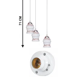 SOMIL White & Brown 3 Pieces Printed Bell Shaped Wall & Ceiling Lamps image 3