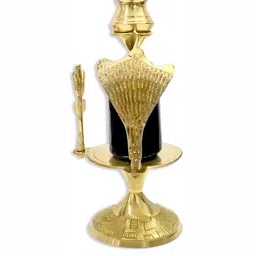 Navyaksh Black Shiva Lingam & Brass Abhishek Patra Trishul and Nag Showpiece image 3