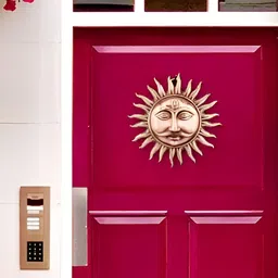 Navyaksh CpperToned Stylish Astro Decorative Wall Hanging Lord Surya Face Showpiece image 3