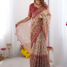 ALMAARI FASHION Ethnic Motifs Printed Pure Cotton Jamdani Saree image 3