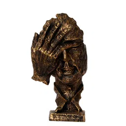 eCraftIndia Gold-Toned Handcrafted Man Hand on Face Showpiece image 3