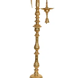 Exotic India Textured Pooja Diya With Bell image 1