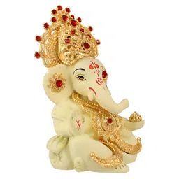 CraftVatika Cream Small Religious Ganesh Idol Showpiece image 5