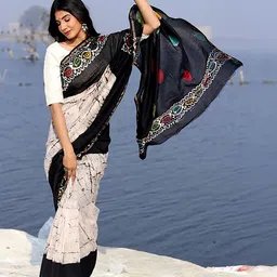 Moda Rapido Women Batik Printed Saree With Blouse Piece image 3