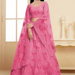 BAESD Girls Embroidered Thread Work Semi-Stitched Lehenga & Unstitched Blouse With Dupatta-picture-29