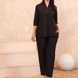 RANGRIKA Pure Cotton Mandarin-Neck Tunic With Trouser image 3