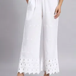 Shopping Queen Women Embroidered Wide Leg Chikankari Ethnic Palazzos-picture-21