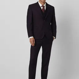 Van Heusen Men Checked Slim Fit Single-Breasted 3-Piece Formal Suit-picture-42