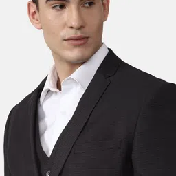 van heusen V Dot Men Black Solid Slim-Fit Single-Breasted Formal Suit image 5