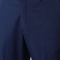 Allen Solly Men Navy Blue Solid Pure Wool 3 Piece Slim-Fit Single-Breasted Wool Suit Set image 3