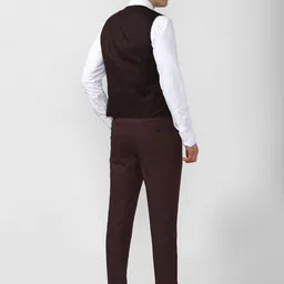 van heusen V Dot Men Brown Self Design Slim Fit 3 Piece Formal Suit image 2