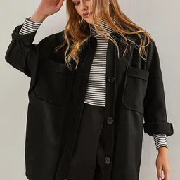 BIANCO LUCCI Women Striped Longline Tailored Jacket image 1