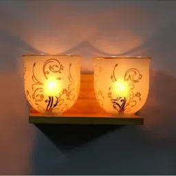 1ST TIME Gold-Toned & White Printed Wood Traditional Wall Lamp-picture-43