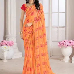 Panzora Floral Beads and Stones Poly Chiffon Saree-picture-32