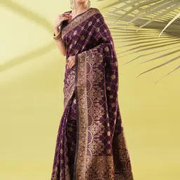 VILLAGIUS Woven Design Zari Ready to Wear Kanjeevaram Saree image 2