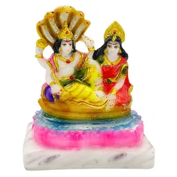 Gallery99 White & Pink Textured Vishnu Laxmi Idol Showpiece image 3