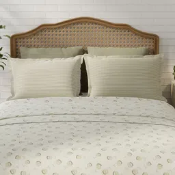 Layers Pure Nest Brown & White Printed Pure Cotton 180 TC King Bedsheet Set 2.74 x 2.74 m image 5