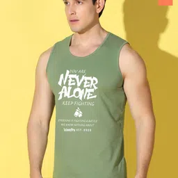 WOOSTRO Pack Of 2 Printed Pure Combed Cotton Gym VestsVWS26(BKLN ORANGE)(ALONE LGTGREEN)-picture-20