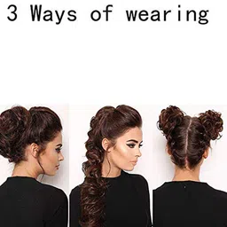 D-Divine Long Frill Messy Hair Bun Extension - Brown image 4