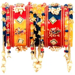 Zindura Pack Of 2 Gold-Plated Crystal-Studded & Beaded Chuda Bangles-picture-18