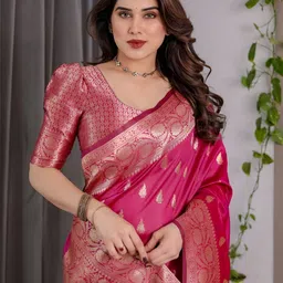 AVANTIKA FASHION Ethnic Motifs Zari Art Silk Kanjeevaram Saree With Blouse Piece image 4