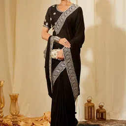 kasee Solid Embroidered Saree-image-12
