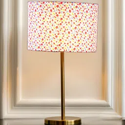 Aura White Printed Metal Traditional Cylindrical Shaped Table Lamp image 2