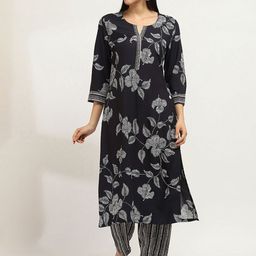Rangriti Women Floral Printed Regular Kurta with Trousers-picture-45