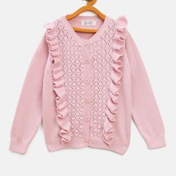 JWAAQ Girls Self Design V-Neck Pullover Cardigan-picture-26
