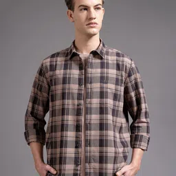 British Club Tartan Checks Spread Collar Cotton Smart Slim Fit Casual Shirt-picture-35