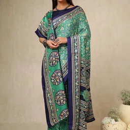 Soch Paisley Printed Pashmina Saree With Tassels-image-8