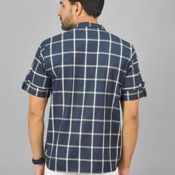 Anouk Rustic Checked Mandarin Collar Cotton Straight Kurta image 4