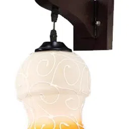 1ST TIME Yellow & Brown Printed Wood Traditional Wall Lamp-picture-12