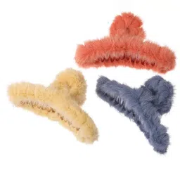 MADHAVWATCH Women Set of 7 Plush Barrettes Fur Grip T Shape Clips image 2