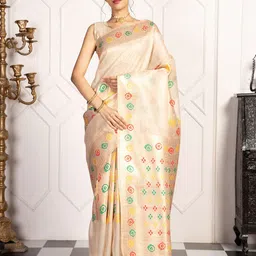 MIMOSA Floral Woven Design Zari Art Silk Banarasi Saree-picture-14