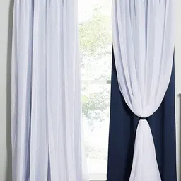 BFAM Navy Blue Set of 2 Black Out Long Door Curtain image 5