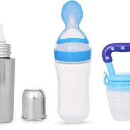 premoure Feeding Bottle 240ml, Bottle Cover, Silicon Spoon Feeder, Fruit Feeder & Teether - Sillicone-picture-21